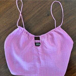 ZARA Stretch Raspberry Pink Crop Top JR Women S Hidden Side Zipper Festival